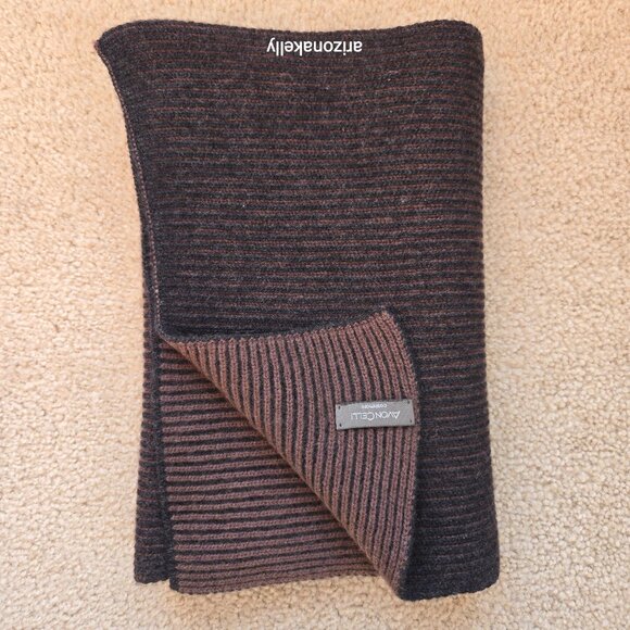 Avon Celli Cashmere Scarf Ribbed Brown & Black - Picture 9 of 9